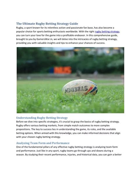 The Ultimate Guide to Betting on Rugby: Strategies, Tips, and .